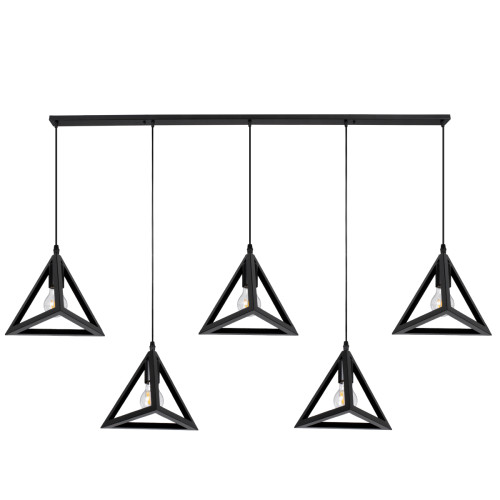 TRIANGLE 00608 Modern Hanging Ceiling Lamp Multi-Light Black Metal Mesh M170 x W22 x H130cm