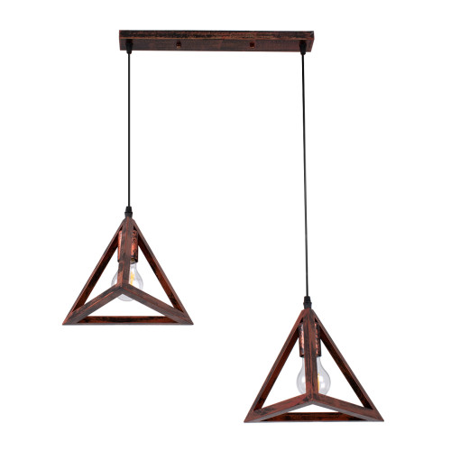 TRIANGLE 00613 Modern Hanging Ceiling Lamp Two Light Copper Metal Mesh M60 x W22 x H130cm
