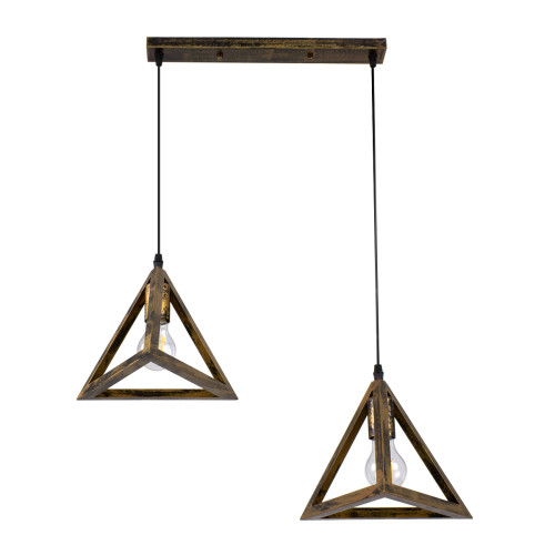 TRIANGLE 00614 Modern Hanging Ceiling Lamp Two Light Bronze Metal Mesh M60 x W22 x H130cm