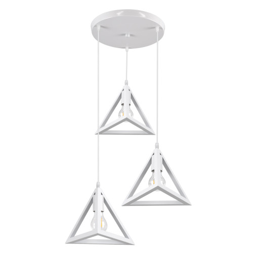 TRIANGLE 00617 Modern Hanging Ceiling Lamp Three Lights White Metal Mesh Φ49 x H130cm