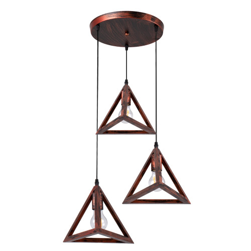 TRIANGLE 00618 Modern Hanging Ceiling Lamp Three Light Copper Metal Mesh Φ49 x H130cm