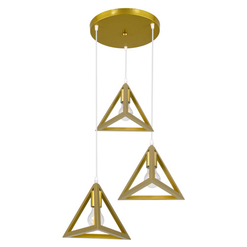 TRIANGLE 00620 Modern Hanging Ceiling Lamp Three Light Golden Metal Mesh Φ49 x H130cm