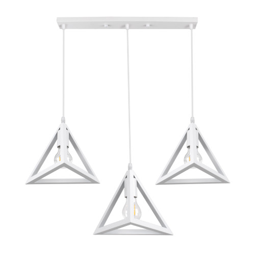 TRIANGLE 00622 Modern Hanging Ceiling Lamp Three Lights White Metal Mesh M70 x W22 x H130cm