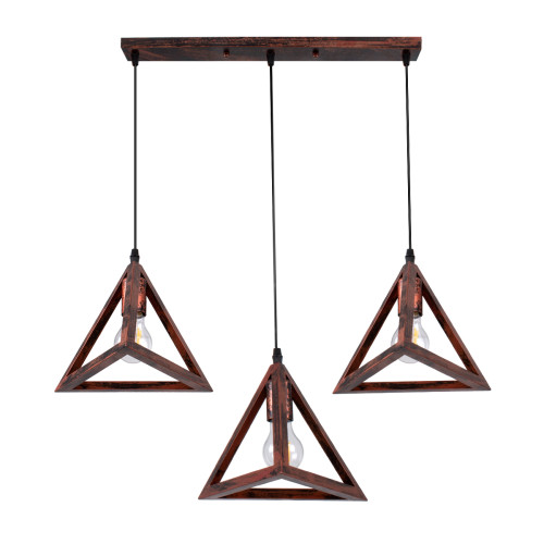 TRIANGLE 00623 Modern Hanging Ceiling Lamp Three Light Copper Metal Mesh M70 x W22 x H130cm