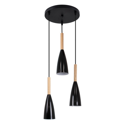 DILLON 00626 Modern Hanging Ceiling Lamp Three Light Black Metal Bell Φ26 x H130cm