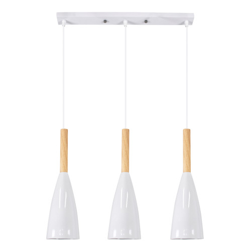 DILLON 00631 Modern Hanging Ceiling Lamp Three Light White Metal Bell M54 x W14 x H130cm