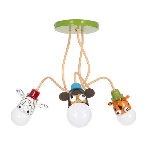  ZOO 00641 Modern Hanging Children's Ceiling Lamp Three-Light Multicolored Metal Φ80 x H39cm