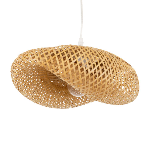  MEXICO 00718 Vintage Hanging Ceiling Lamp Single Light Beige Wooden Bamboo L45 x W32 x H21cm