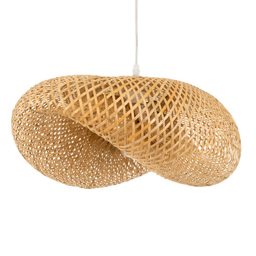  MEXICO 00719 Vintage Hanging Ceiling Lamp Single Light Beige Wooden Bamboo M65 x W46 x H30cm