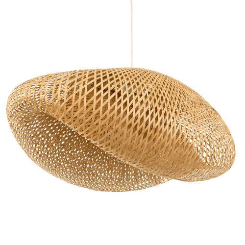  MEXICO 00720 Vintage Hanging Ceiling Lamp Single Light Beige Wooden Bamboo L85 x W55 x H36cm