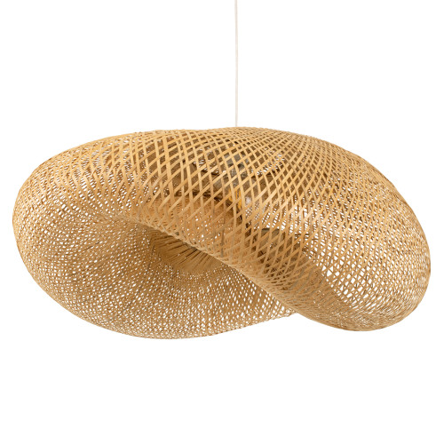  MEXICO 00721 Vintage Hanging Ceiling Lamp Single Light Beige Wooden Bamboo M105 x W84 x H38cm