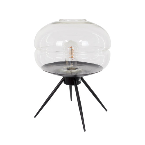  JAVAN 00736 Modern Table Lamp Portable Lamp Single Light Transparent Glass Black Metal Φ30 x H19cm