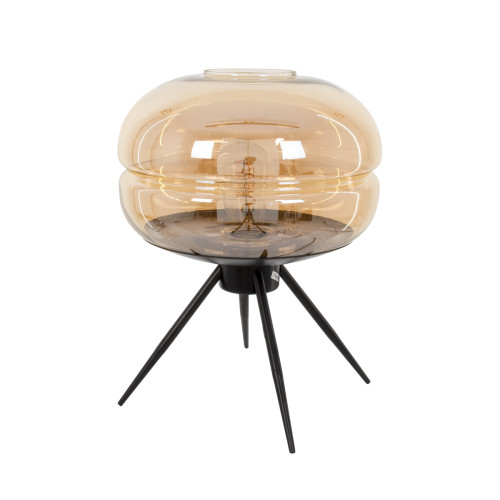  JAVAN 00737 Modern Table Lamp Portable Lamp Single Light Honey Glass Black Metal Φ30 x H19cm