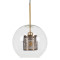 AVERY 00740 Modern Hanging Ceiling Lamp Single Light Transparent Glass with Gold Metal Mesh Φ30 x H48cm