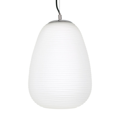 FREYA 00745 Modern Hanging Ceiling Lamp Single Light White Glass Φ24 x H35cm