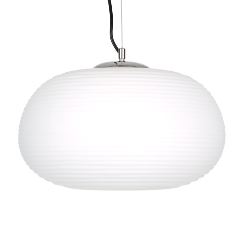 FREYA 00747 Modern Hanging Ceiling Lamp Single Light White Glass Φ34 x H23cm