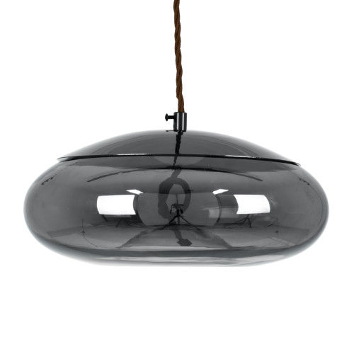 ACHTON 00751 Modern Hanging Ceiling Lamp Single Light Transparent Tinted Nickel Glass LED