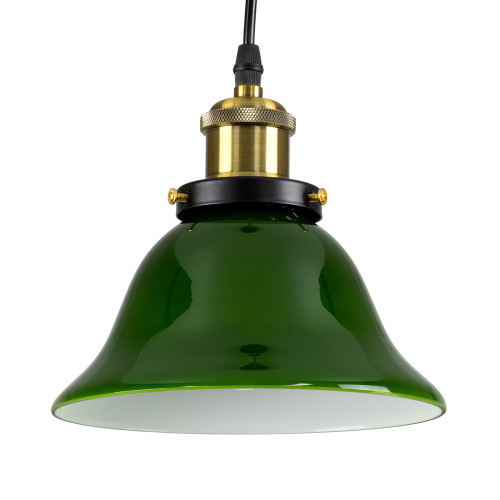  LIBRARY 00768 Vintage Hanging Ceiling Lamp Single Light Green Bell Glass with Gold Shade Φ18 x H18cm