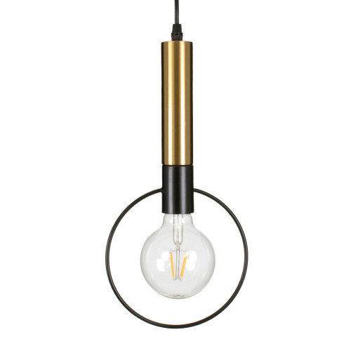 OLVERO 00772 Modern Hanging Ceiling Lamp Single Light Black - Gold Metal Mesh M18 x W4 x H38cm