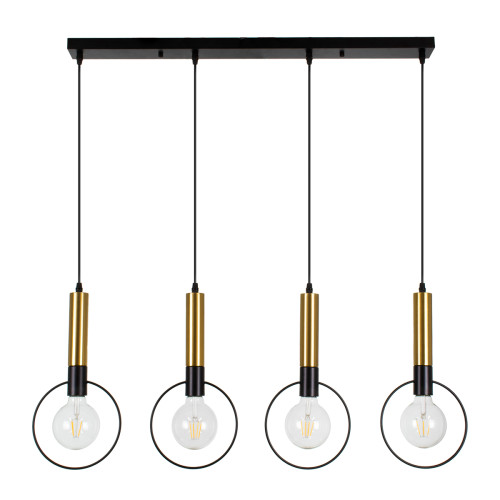 OLVERO 00775 Modern Hanging Ceiling Lamp Multi-light Black - Gold Metal Mesh M90 x W18 x H130cm