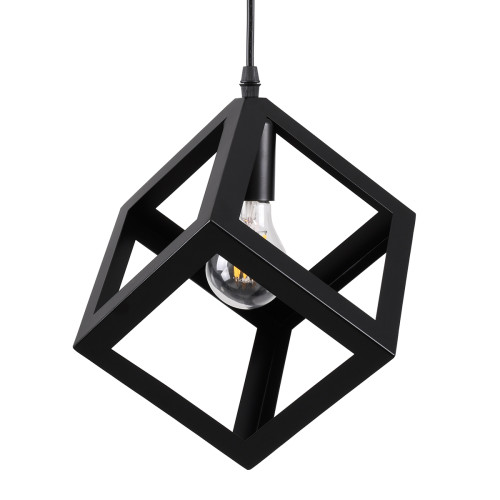 CUBE 00801 Modern Hanging Ceiling Lamp Single Light Black Metal Mesh M25 x W25 x H25cm