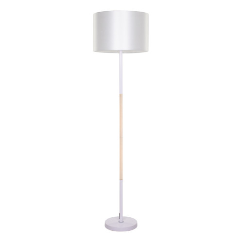 ASHLEY 00826 Modern Floor Lamp Single Light Metallic White with Cap and Wooden Detail Φ40 x H145cm