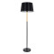 CEDAR 00827 Modern Floor Lamp Single Light Metallic Black with Cap and Wooden Detail Φ40 x H148cm
