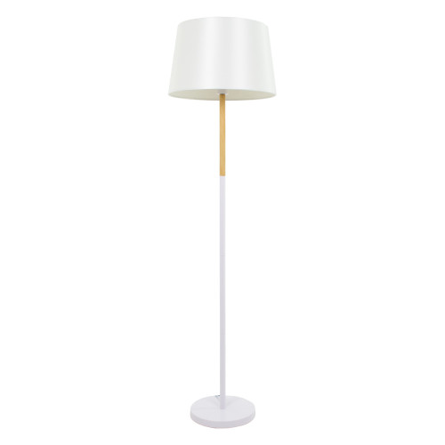 ASHLEY 00828 Modern Floor Lamp Single Light Metallic White with Cap and Wooden Detail Φ40 x H148cm