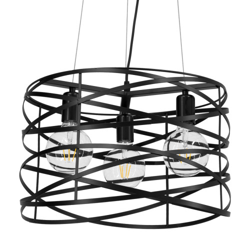 TOKEN 00855 Modern Industrial Hanging Ceiling Lamp Three Lights Black Metal Mesh Φ43 x H29cm