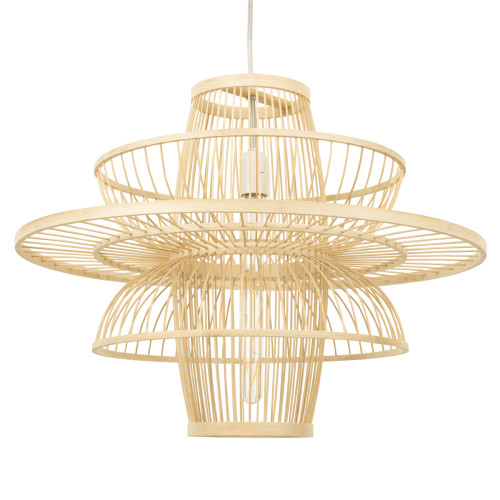  BALI 00862 Vintage Hanging Ceiling Lamp Single Light Beige Wooden Bamboo Φ60 x H45cm