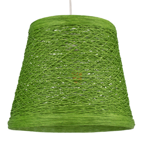  PLAYROOM 00864 Vintage Κρεμαστό Φωτιστικό Οροφής Μονόφωτο Πράσινο Ξύλινο Ψάθινο Rattan Φ32 x Υ27cm