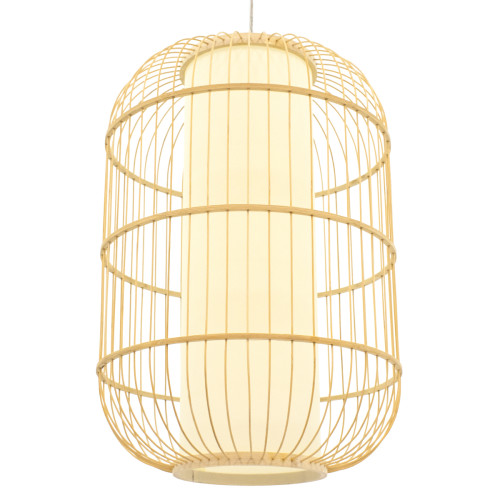  DE PARIS 00891 Vintage Hanging Ceiling Lamp Single Light Brown Wooden Bamboo Φ40 x H60cm