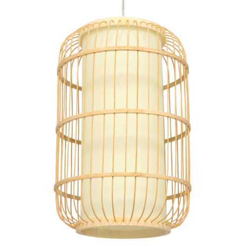  DE PARIS 00893 Vintage Hanging Ceiling Lamp Single Light Beige Wooden Bamboo Φ25 x H42cm