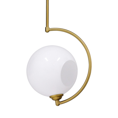 ISLA 00898 Modern Hanging Ceiling Lamp Single Light White Glossy with Gold Metal Arm Φ20 x H33cm