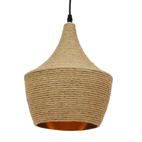 SHANGHAI ROPE 00916 Modern Hanging Ceiling Lamp Single Light with Beige Bell Rope Φ24 x H30cm