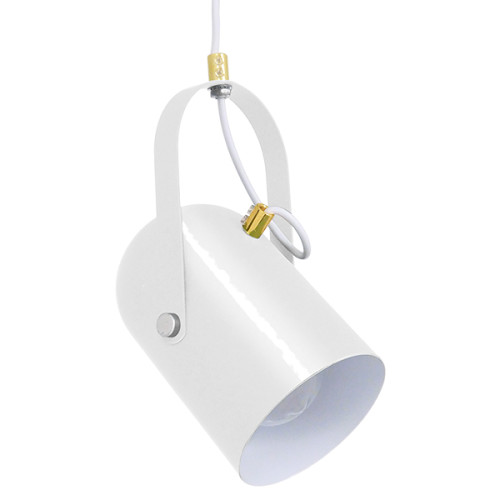 HAZEL 00924 Modern Hanging Ceiling Lamp Single Light White Glossy with Gold Metallic Details Φ12 x H27cm