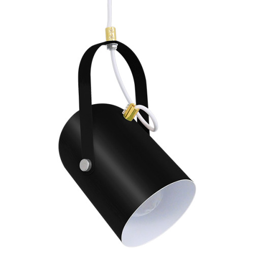 HAZEL 00930 Modern Hanging Ceiling Lamp Single Light Satin Black with Gold Metallic Details Φ12 x H27cm