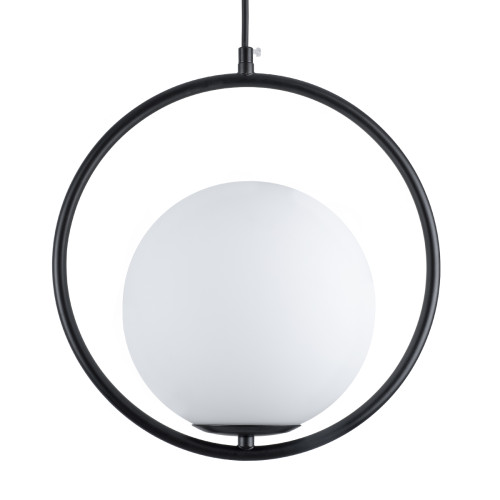  MADRID 00931 Modern Hanging Ceiling Lamp Single Light Black Metal Glass Ball M30 x W20 x H30cm