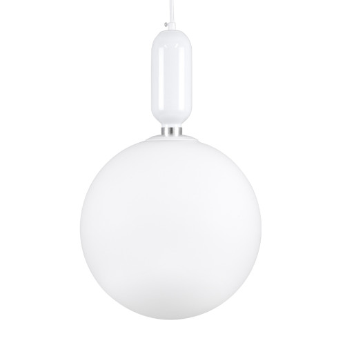 MAVERICK 00941 Modern Hanging Ceiling Lamp Single Light White Metal Glass Ball Φ30 x H48cm