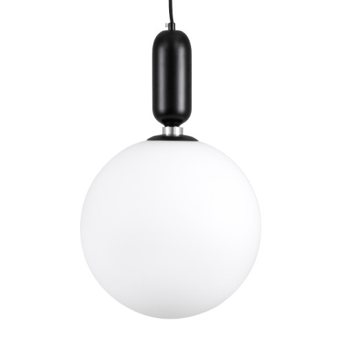 MAVERICK 00942 Modern Hanging Ceiling Lamp Single Light Black Metal Glass Ball Φ30 x H48cm