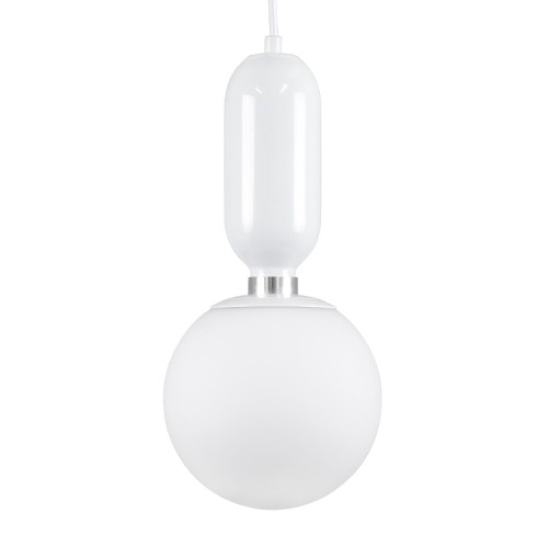 MAVERICK 00944 Modern Hanging Ceiling Lamp Single Light White Metallic Glass Ball Φ15 x H15cm