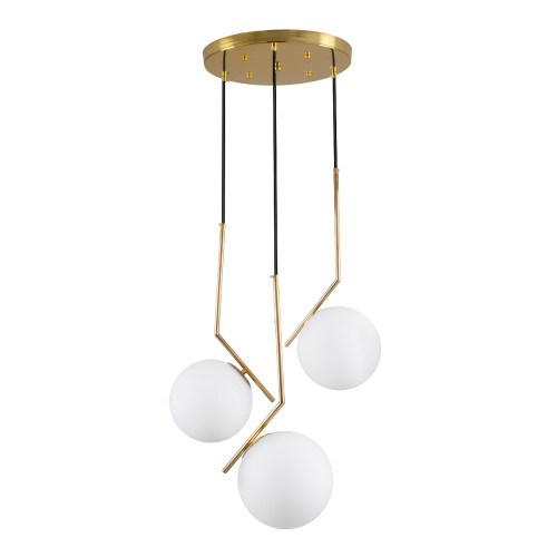 MONROE 00953 Modern Hanging Ceiling Lamp Three Lights Gold - White Metal Ball Φ60 x H50cm