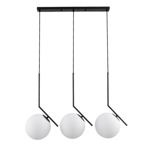MONROE 00954 Modern Hanging Ceiling Lamp Three Lights Black - White Metal Ball M74 x W25 x H50cm