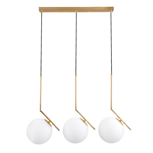 MONROE 00955 Modern Hanging Ceiling Lamp Three Lights Gold - White Metal Ball M74 x W25 x H50cm