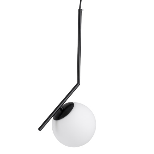 MONROE 00959 Modern Hanging Ceiling Lamp Single Light Black - White Metal Ball Φ15 x H49cm