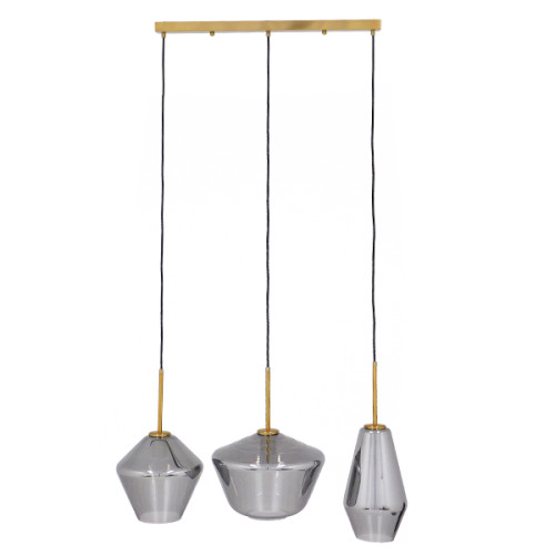AMARIS 00975 Modern Hanging Ceiling Lamp Three Light Glass Tinted Nickel M75 x W30 x H30cm