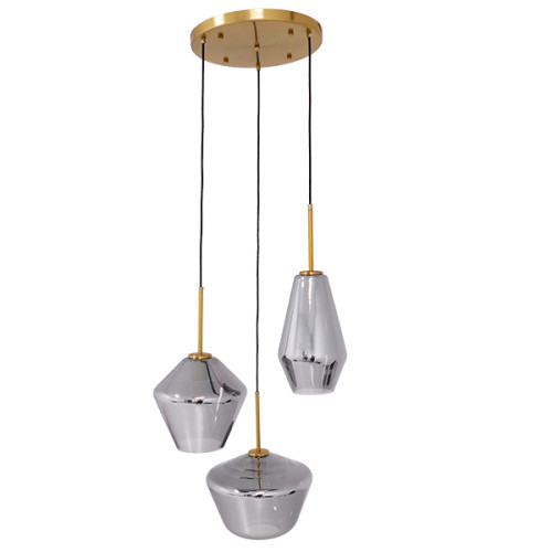 AMARIS 00976 Modern Hanging Ceiling Lamp Three Light Glass Tinted Nickel Φ50 x H30cm