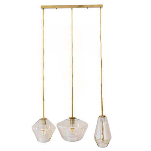 AMARIS 00977 Modern Hanging Ceiling Lamp Three-Light Honey Tinted Glass M75 x W30 x H30cm