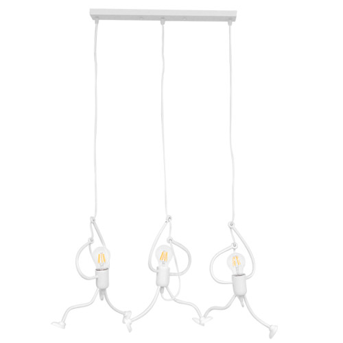LITTLE MAN 00981 SET Modern Hanging Ceiling Lamp Three Lights White Metal M70 x W10 x H105cm