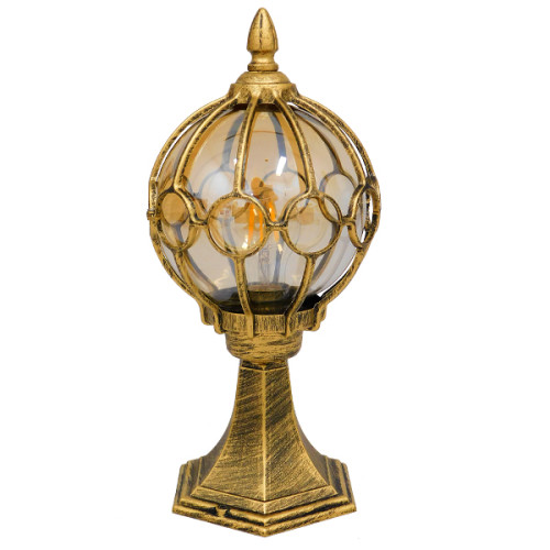 ETOILE 00986 Vintage Industrial Floor Lamp Single Light Bronze Gold Metal Mesh with Honey Glass Φ18 x H38cm